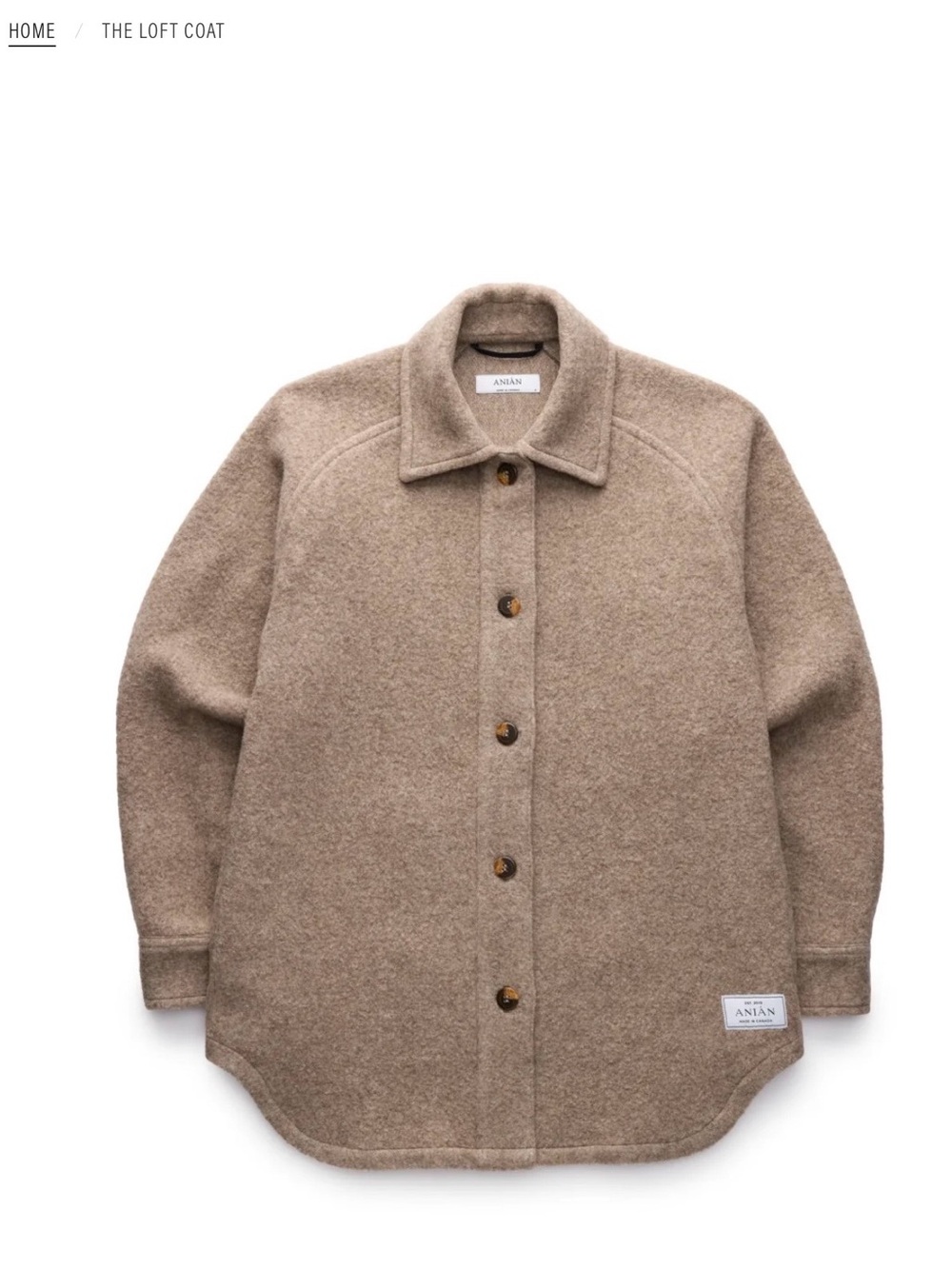 Anian wool Loft Coat size XL